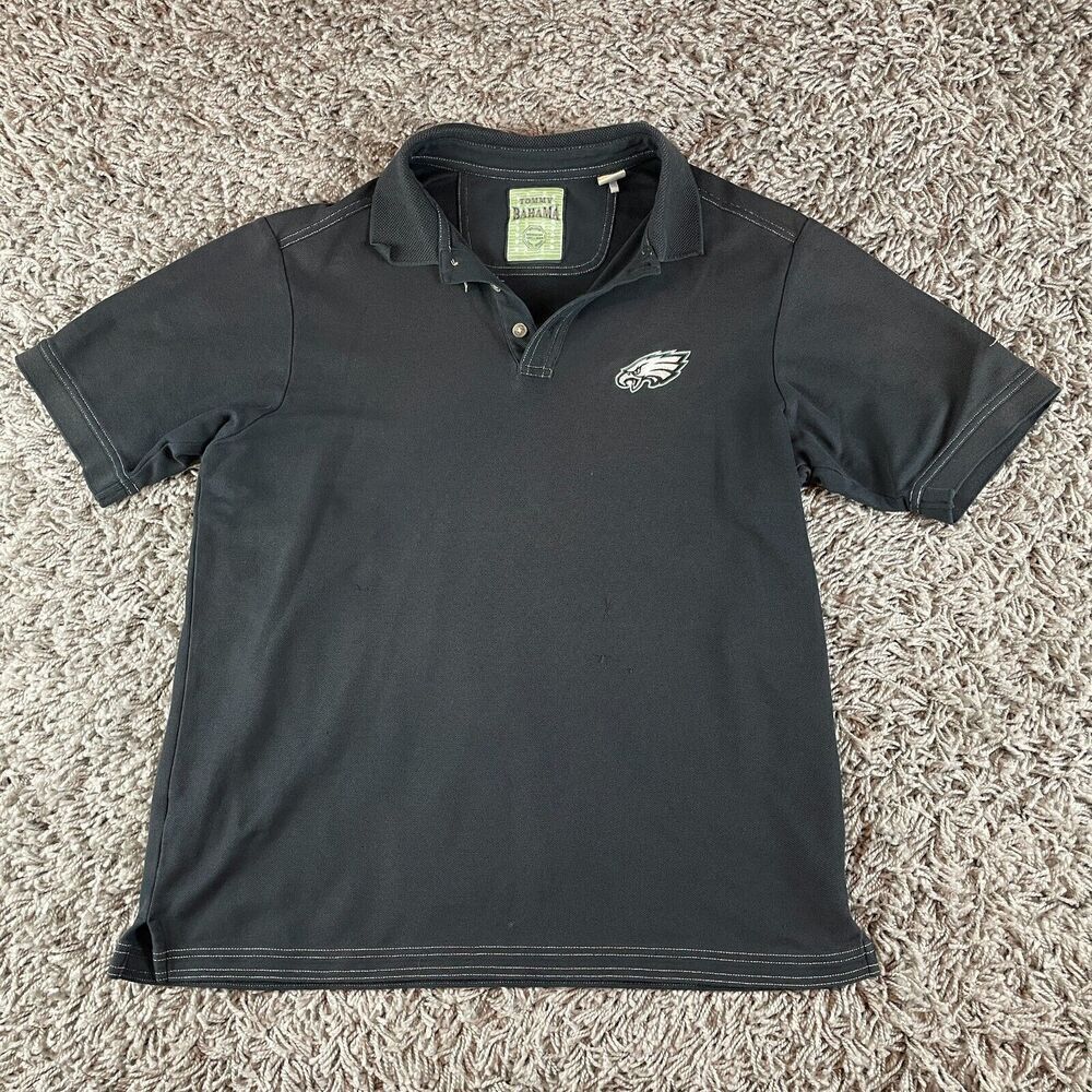 Tommy Bahama Polo Shirt Mens Medium M Philadelphia Eagles NFL Pima Cotton Black